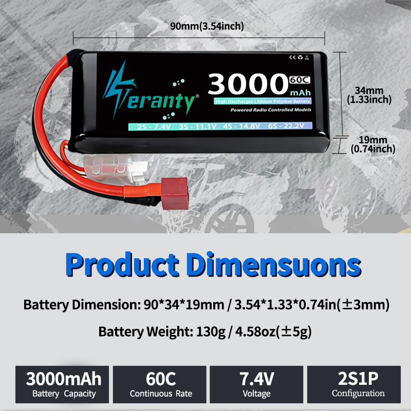 Batería Lipo TERANTY 2S 3000mA - Rc Hobby & Maskinservice I Eskilstuna reseña y precio