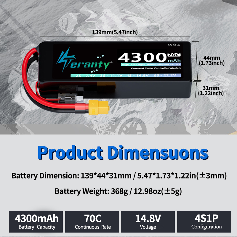 Batería Lipo TERANTY 4S 4300mA - Rc Hobby Tank reseña y precio